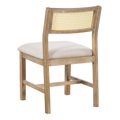 US Local TREXM 6-piece Retro Farmhouse Style Dining Set, Rectangular Table And 4 Upholstered Chairs With Ratt