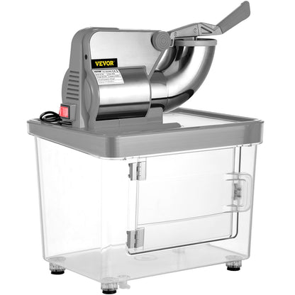 US Local VEVOR 110V Commercial Ice Crusher , ETL Approved 300W Electric Snow Cone Machine With Dual Blades, Stainless Steel Shaved Ice Machine With Safety