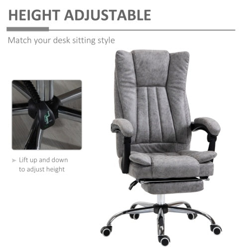 UK Local Vinsetto Home Office Chair Microfibre Desk Chair With Reclining Function Armrests Swivel Wheels Footrest Grey