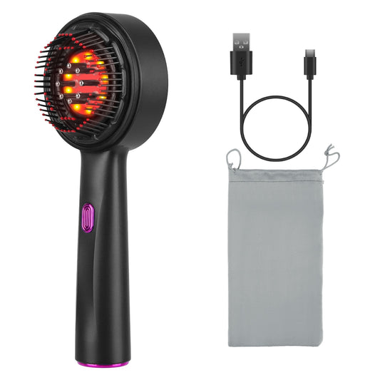 US Local 1 Set 3 In 1 Red Light Scalp Massager Brush Cordless Hair Oil Applicator Massage Comb With 3 Modes Rechargeable IPX7 Waterproof
