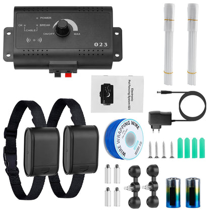 US Local 1Set Electric Dog Fence System Pet Tone Shock Boundary Containment Water Resistant Collar Receiver For Small Medium Large Dog