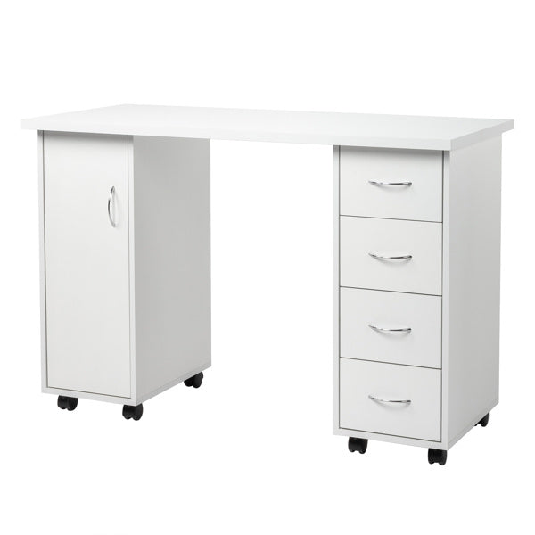 US Local White 120X54X81cm One Door Four Drawers Computer Desk Nail Art Table 1PC