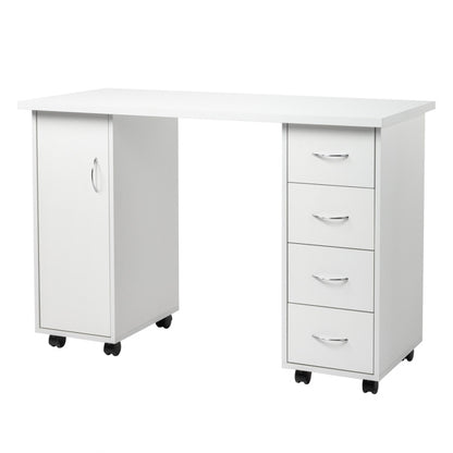 US Local White 120X54X81cm One Door Four Drawers Computer Desk Nail Art Table 1PC