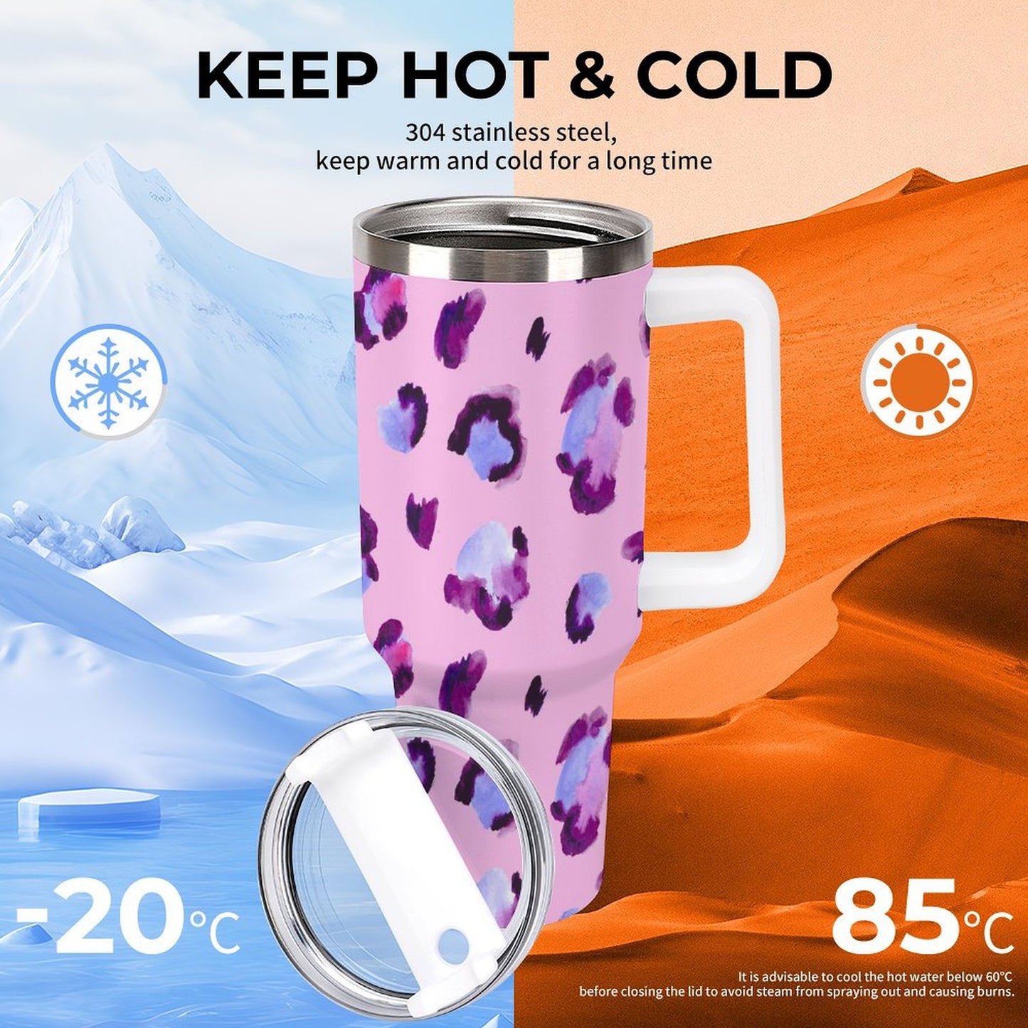 PHDT00396 POD US Local Tumbler 40 oz Large Capacity Car Cup Leopard