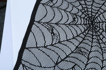 US Local Halloween Decoration Black Lace Spiderweb Fireplace Mantle Scarf Cover Festive Party Supplies Fireplace Scarf 96 X 18 Inch For Halloween Christmas Party Door Window Decoration