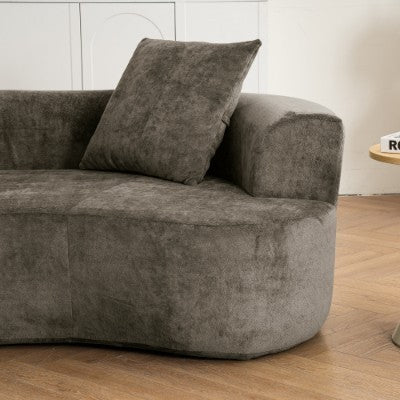US Local Moon Shaped Sofa, Modern Sleeper Cat Waist Sofa With Deep Seat, Non Assembly Sponge Compression Sofa