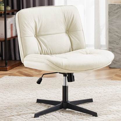 US Local Criss Cross Legged Chair, Armless Office Desk Wide Seat No Wheels, Swivel Height Adjustable Comfy