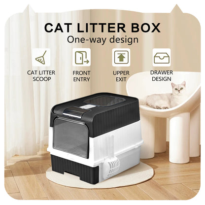 US Local Super Large Capacity Cat Litter Box - Easy To Clean, Odorless, Leak Proof, Not Easy To Leak, Pull-out Design, Comfortable Toilet For Pets