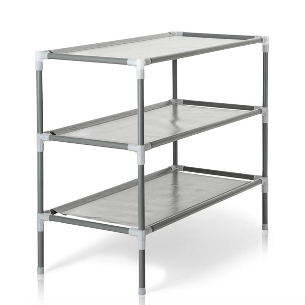 US Local Combination Type Simple Shoe Rack No Dust Cover 3 Layers 9 Pairs High Foot Shoe Rack Gray Tube