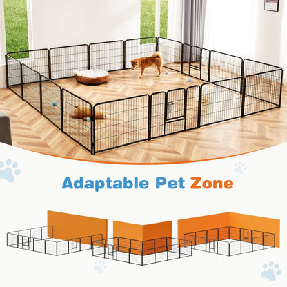 US Local Dog Playpen Indoor Fence Height Metal Exercise Pen With Door Small Puppy-Medium-Large Dogs Animal Pet For Outdoor, Garden, Yard