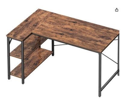 US Local L Shaped Desk 47 Inch Computer Desk Gaming Furniture Corner Desks Home Office PC Table With Reversible Storage Shelves