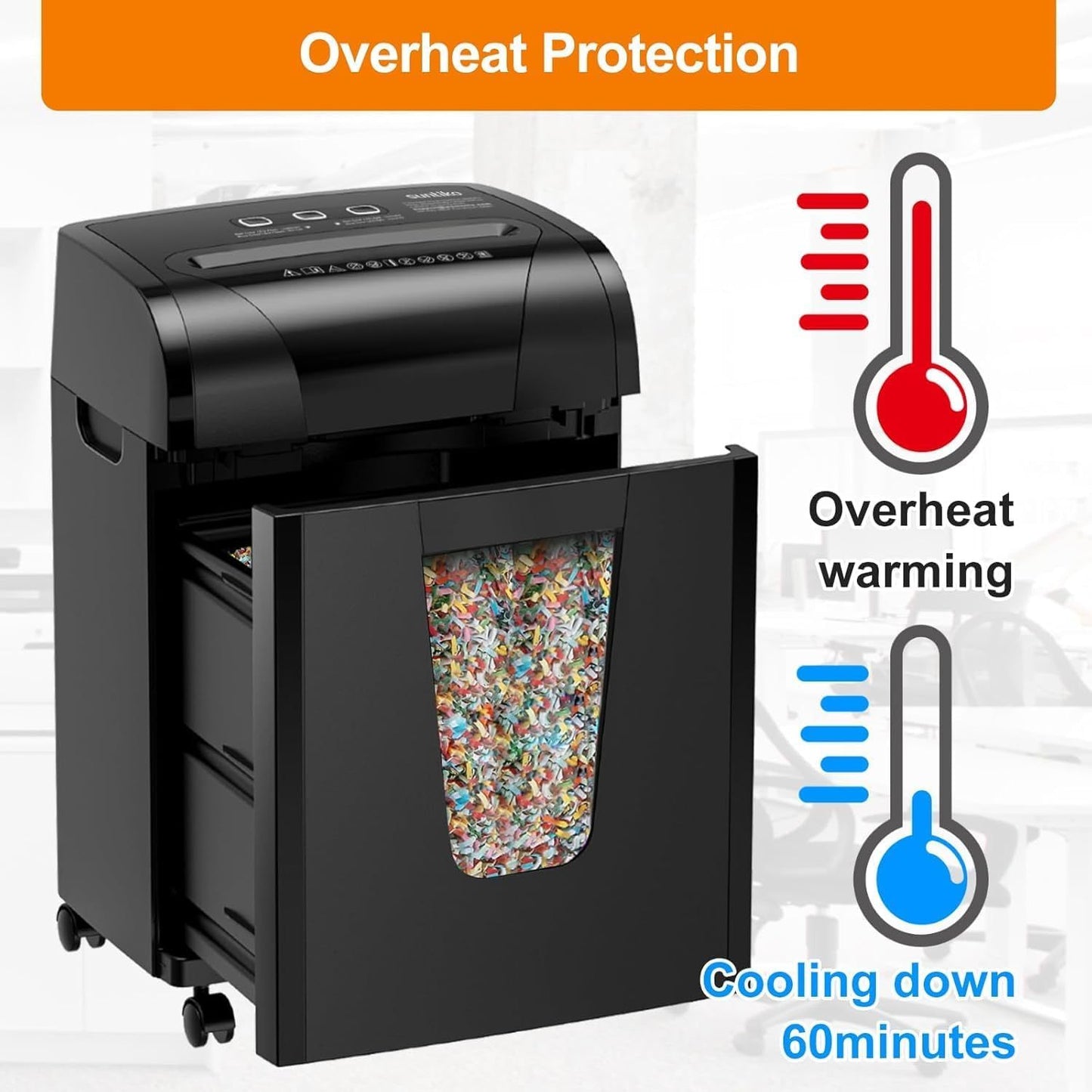 US Local Woolsche Paper Shredder,18 Sheet Cross Cut Level P4,Shred Paper,Credit Card,CD,With Large Pull Out Bin,Insert Auto Jam Proof System Shredder For Home&Office