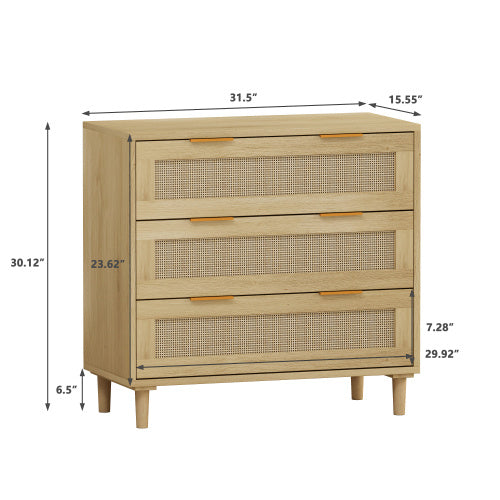 US Local 3 Drawers Rattan Locker Rattan Drawer - 2 Piece Set