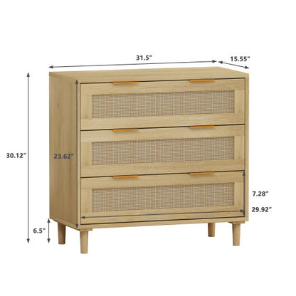 US Local 3 Drawers Rattan Locker Rattan Drawer - 2 Piece Set