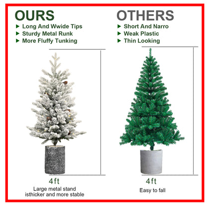 US Local 2,3,4,5,6ft PE PVC Decorated Flocking Basin Tree Artificial Christmas Tree