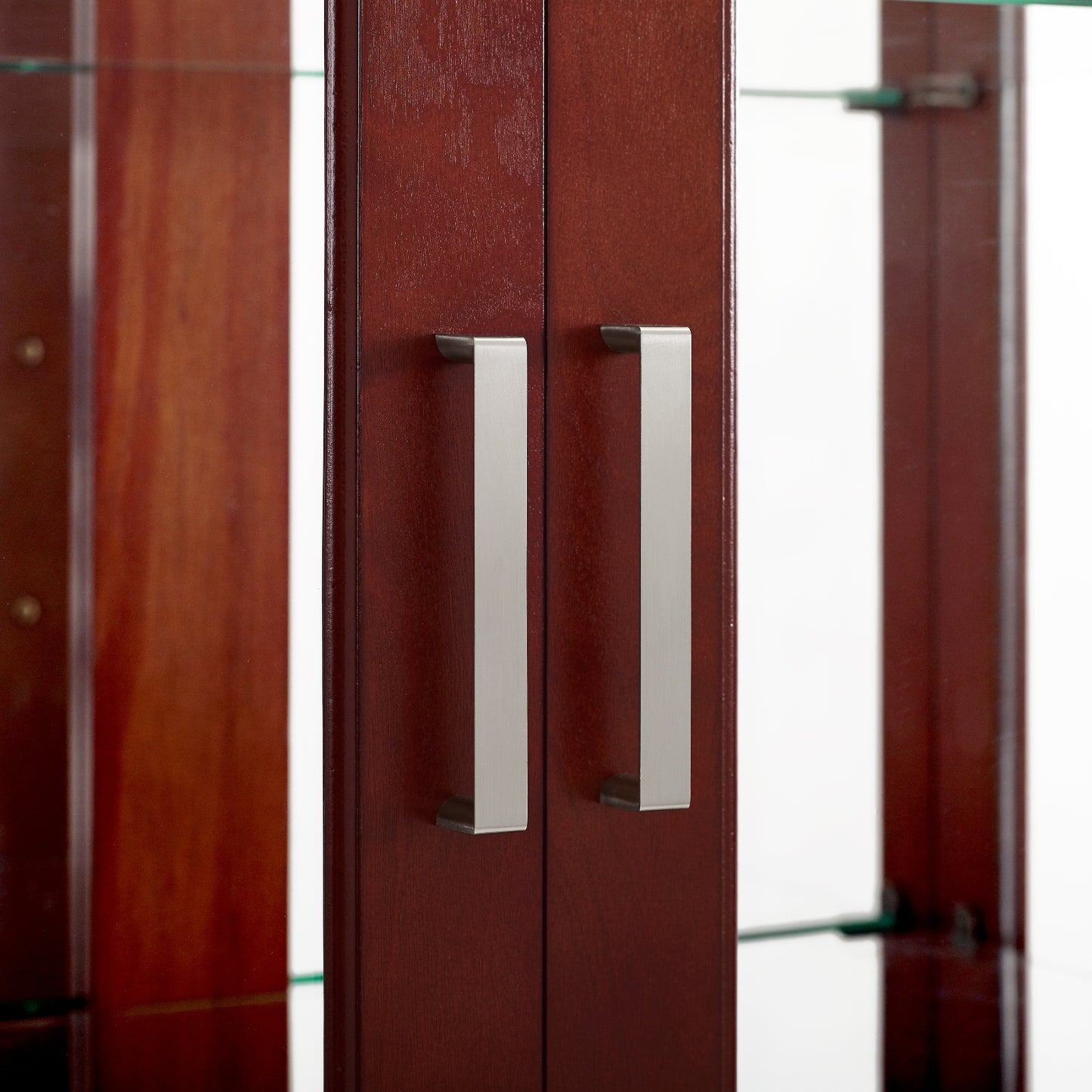 US Local Lighted Curio Display Cabinet With Adjustable Shelves & Mirrored Back Panel