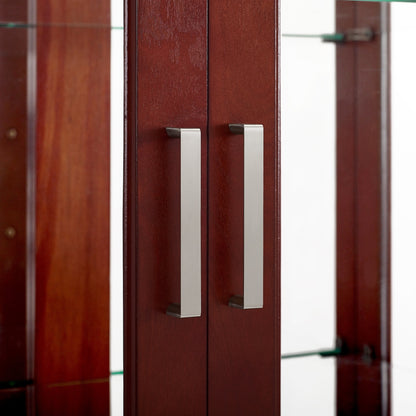 US Local Lighted Curio Display Cabinet With Adjustable Shelves & Mirrored Back Panel