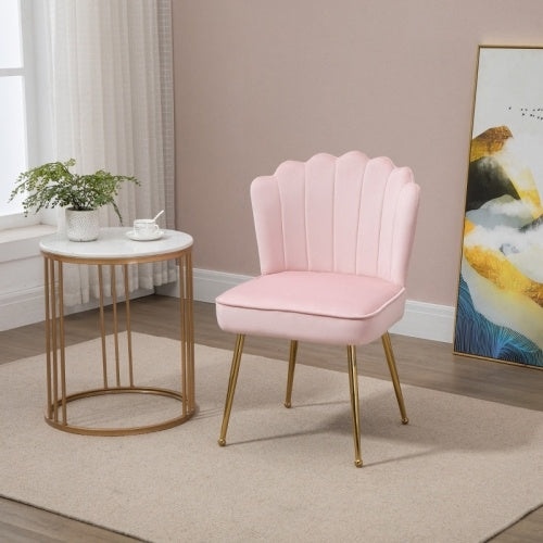 UK Local HOMCOM Velvet-Feel Shell Accent Chair