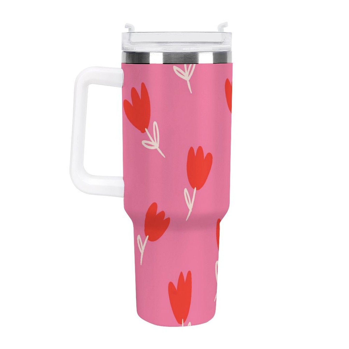 PHDT00058 POD US Local Tumbler 40 oz Large Capacity Car Cup Tulip, Red, Flower
