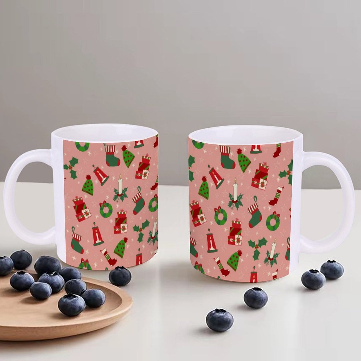 POD US Local White mug with full print, Christmas Pink 0045