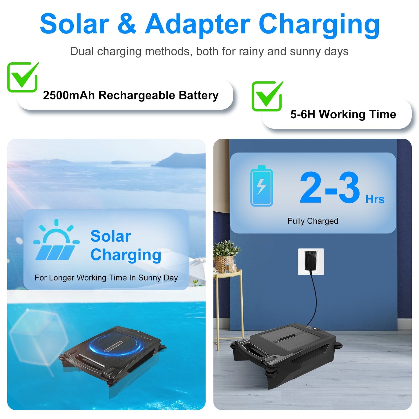US Local 1 Pc Solar Powered Robotic Pool Skimmer Automatic Swimming Pool Surface Cleaner With 2 Cleaning Modes Dual Charging Methods IPX7 Waterproof 1937sq.ft Coverage APP Control