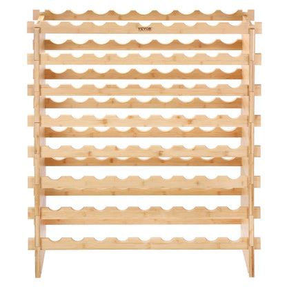 US Local VEVOR 72 Bottle Stackable Modular Wine Rack Bamboo Wood Display Shelf 8-Tier