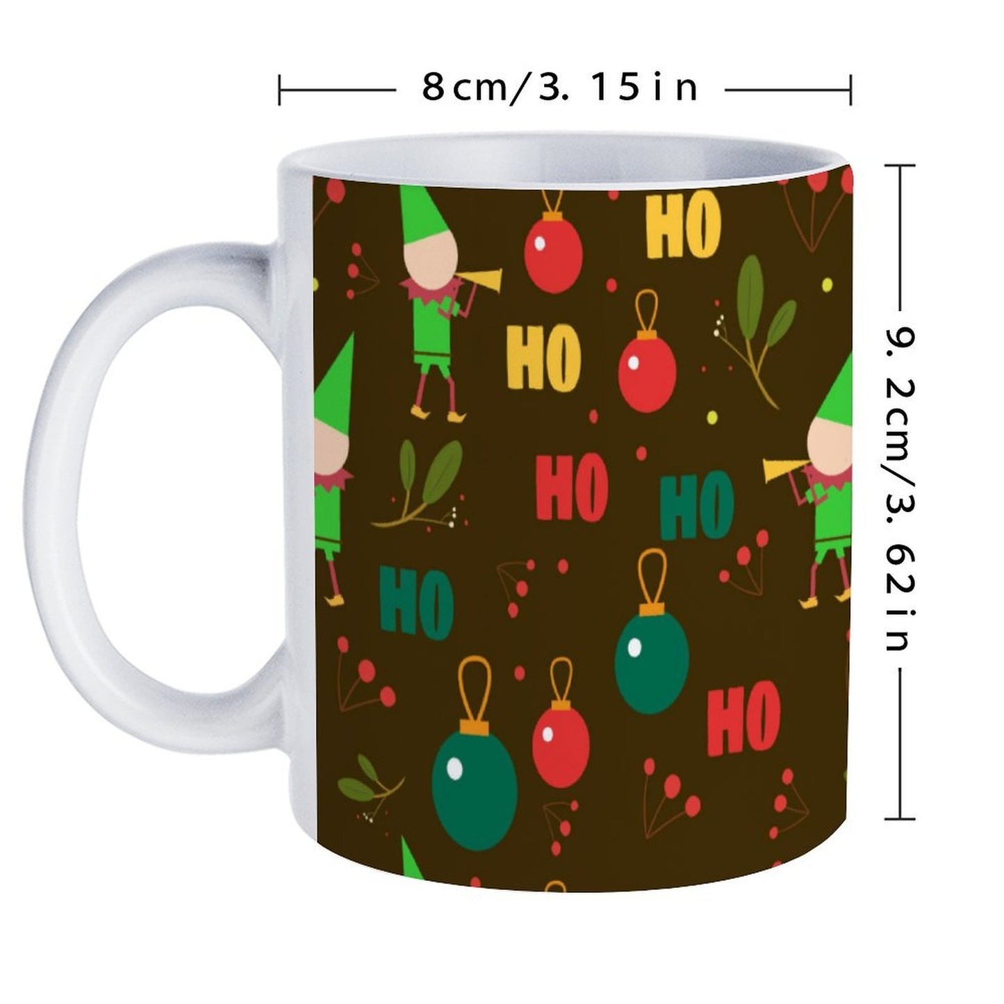 POD US Local White mug with full print, Christmas Elf Green 0001