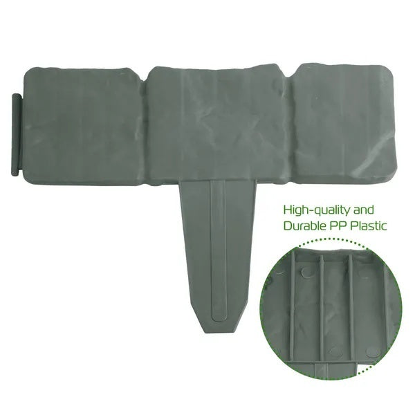 20 Pieces Of Pebble Effect Plastic Garden Lawn Edge Decorative Strip