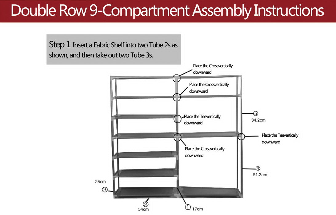 US Local Double Row 9-grid Non-woven Shoe Cabinet Boots In Coffee Color