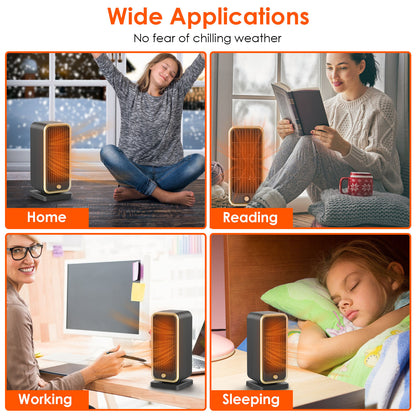 US Local 1 Pc 500W Portable Electric Heater PTC Ceramic Heating Space Heater Overheating Tip Over Protection 3S Heating Space For 322 Sq FT Home Office Use