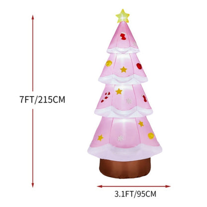 US Local 7.2FT Lighted Christmas Inflatable Decoration, Inflatable PinkChristmas Tree, Funny Blow Up Yard Decorations With Built-in LED Lights For Holiday Party Front Yard Lawn Garden Decor
