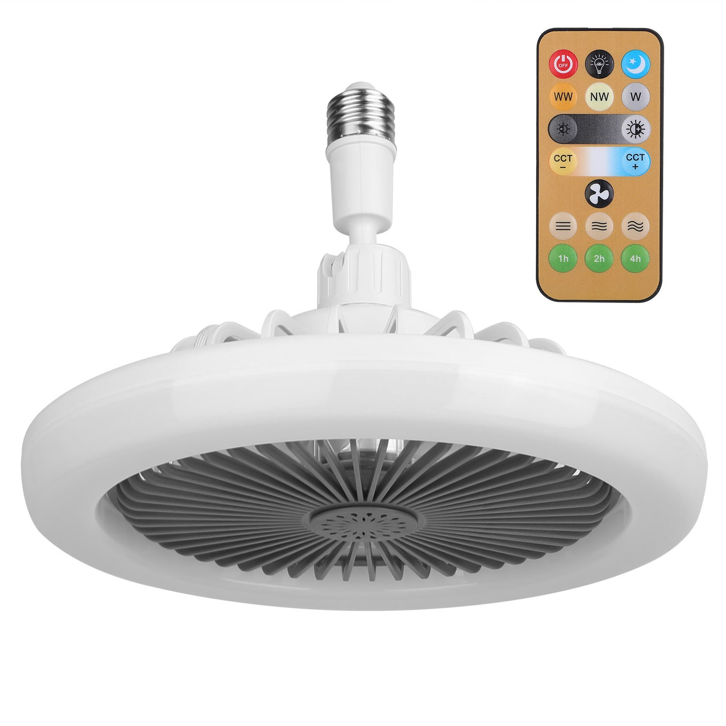 US Local White-Grey Options -- 1Pc Ceiling Fan With Lights Remote Control 9.44in E27 Socket Fanlight With Dimmable Dimming Light Color Brightness 3 Fan Speed Timer Function