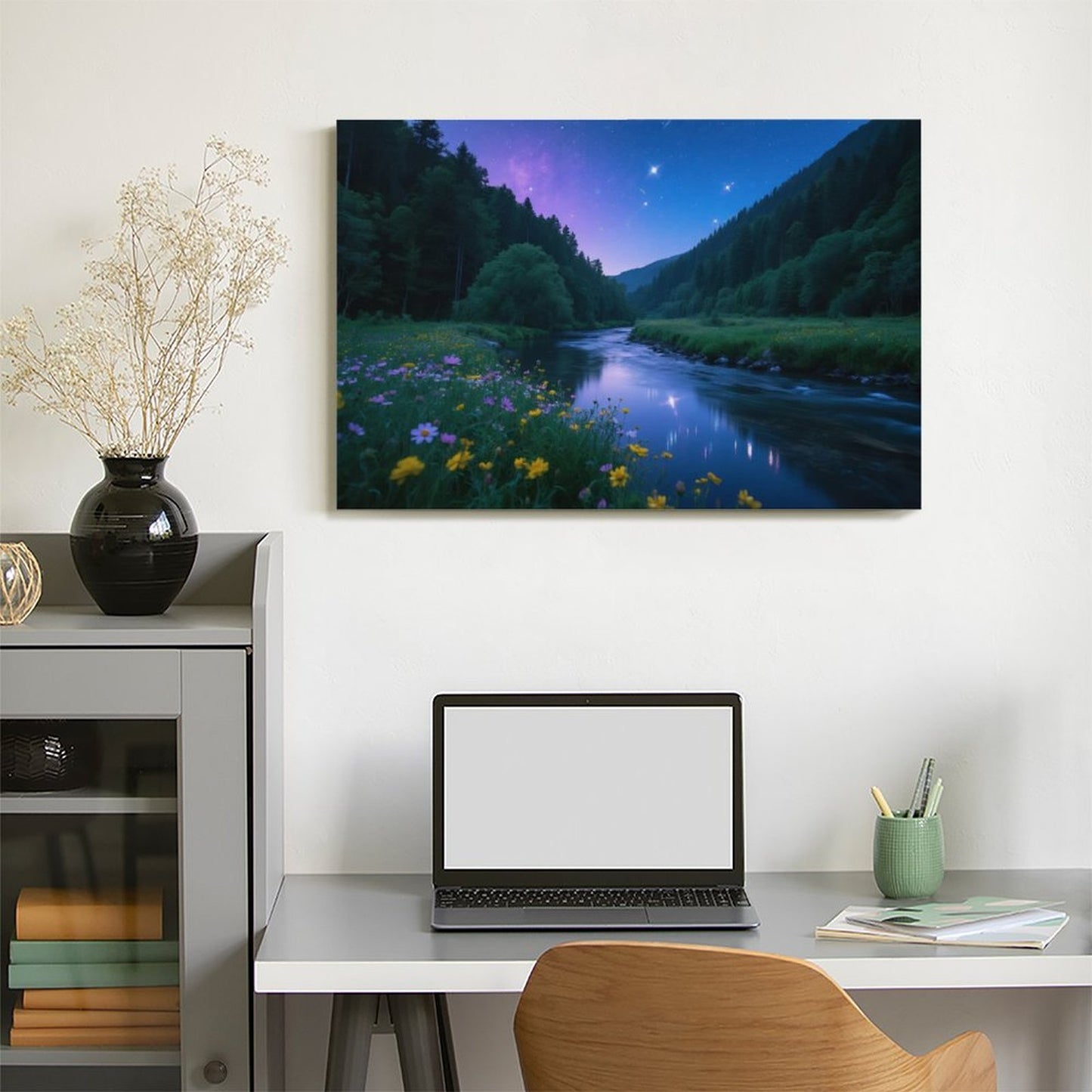 Decorative Interior Frame Painting Mountain-river-starry-summer-5
