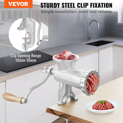 US Local Manual Meat Grinder, Heavy Duty Cast Iron Hand Meat Grinder With Steel Table Clamp, Meat Mincer Sausage Maker With 1 Cutting Blade, 2 Cutting Plates, 3 Sausage Tubes For Beef Pepper Mushroom