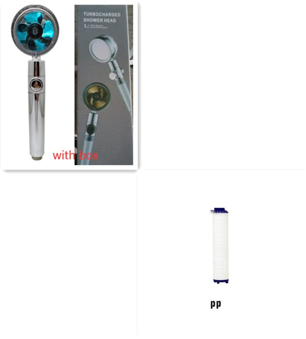 US Local Shower Head Water Saving Flow 360 Degrees Rotating With Small Fan ABS Rain High Pressure Spray Nozzle Bathroom Accessories