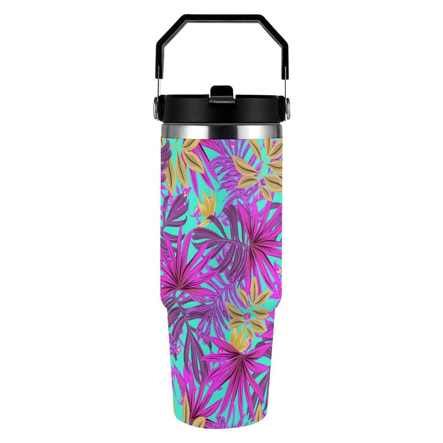 POD US Local Tumbler 30oz Large Capacity Car Cup Tropical, Green, Pink, Streamer Style