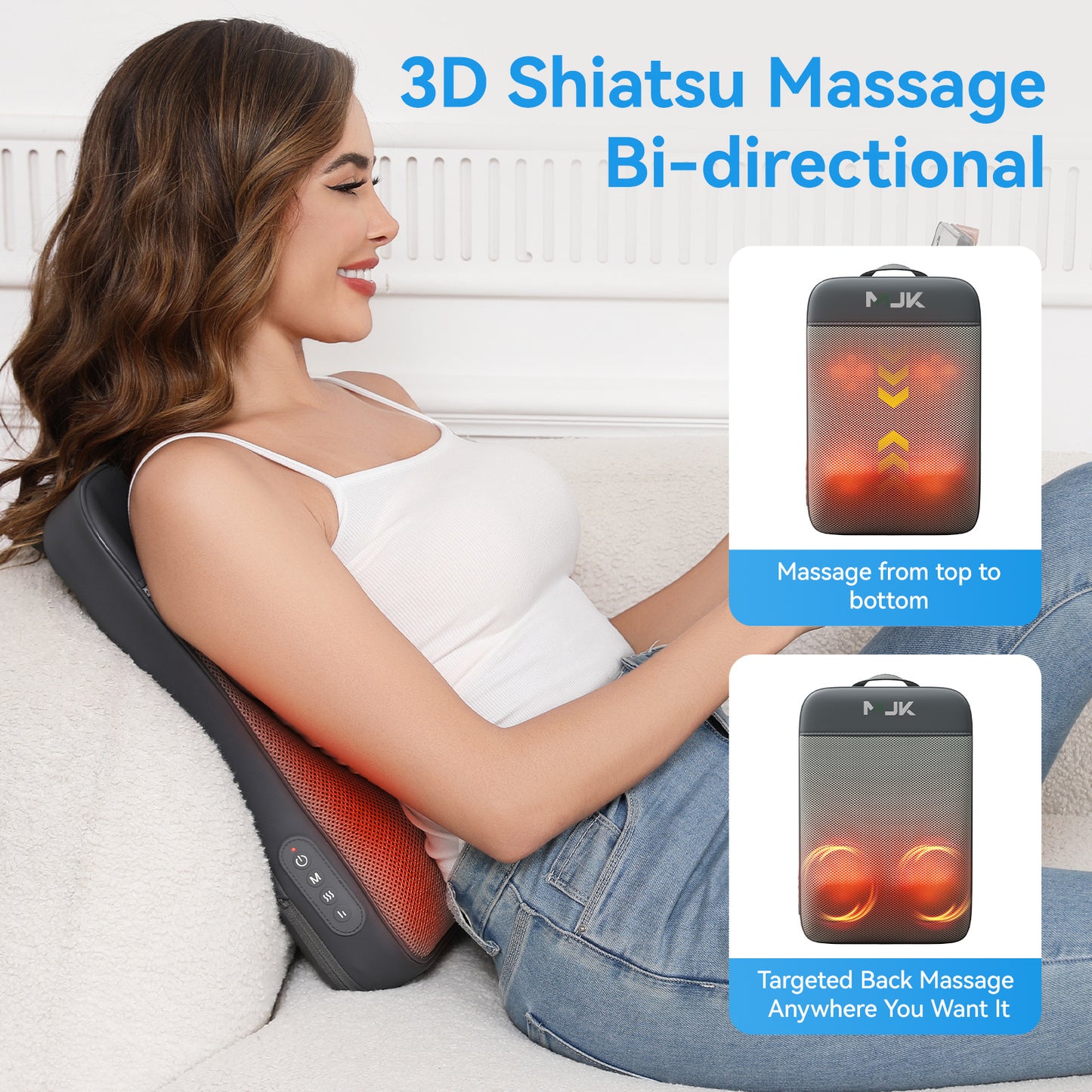 US Local Short Walk Cushion Massager, Kneads And Heats The Waist And Back, Suitable For Office And Home Use, Portable Multi-functional Massage Device