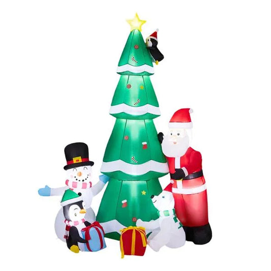 US Local 7.5FT Lighted Christmas Inflatable Decoration, Inflatable Christmas Tree With Santa And Snowman, Funny Blow Up Yard Decorations With Built-in LED Lights For Holiday Party Front Yard Lawn Garden Decor