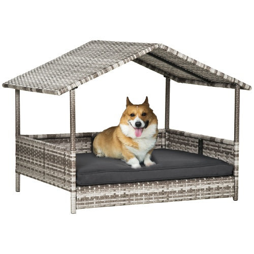 US Local The Rattan Dog House Outdoor With Canopy Is Suitable For Small And Medium-sized Dogs