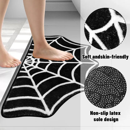 US Local Spider Web Bath Mat 19.7 X 31.5 In Large Spider Web Rugs For Bedroom Gothic Home Decor Witchy Horror Goth Room Rugs Machine Washable Non-Slip Area Rugs For Front Door Kitchen