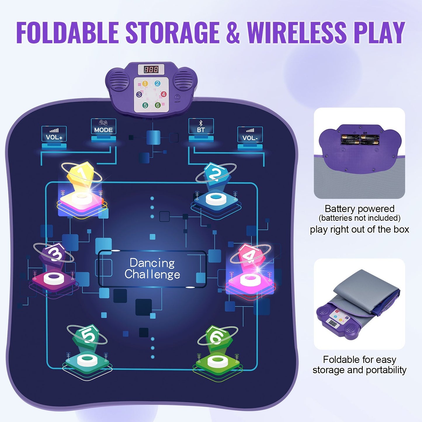 US Local VEVOR Dance Mat For Kids Dance Pad Toy With Wireless Bluetooth Gift For 3 Girls