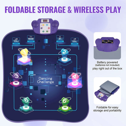 US Local VEVOR Dance Mat For Kids Dance Pad Toy With Wireless Bluetooth Gift For 3 Girls