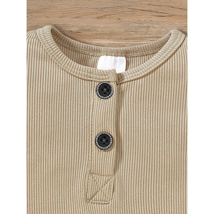 US Local 3-Pack Newborns Infants Baby Boys & Girls Long Sleeve Ribbed Romper Soft Button Front Jumpsuit