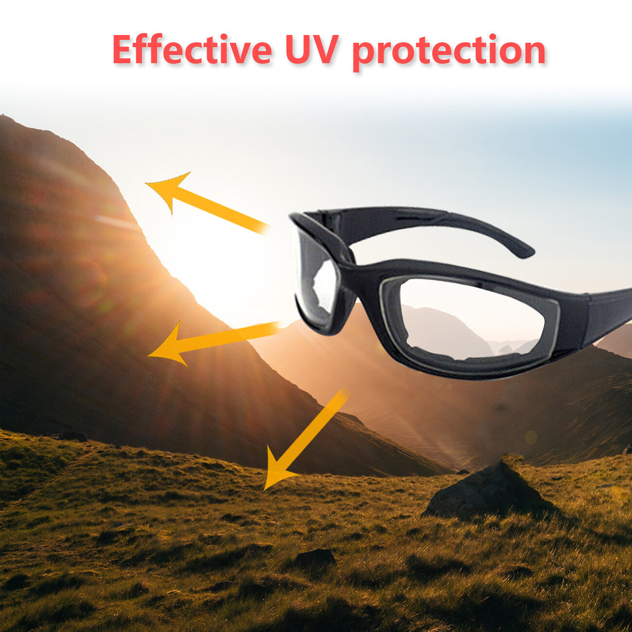 US Local Cycling Sunglasses Chopper Outdoor Sports Glasses For Men Women Wrap Around UV400 Protection For Fishing Driving Glasses Windproof Clear Lens