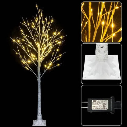 US Local 4FT Snowflake Christmas Tree With 48 LED Lamp Artificial Snowflake Pine Tree Home Decoration For Holiday