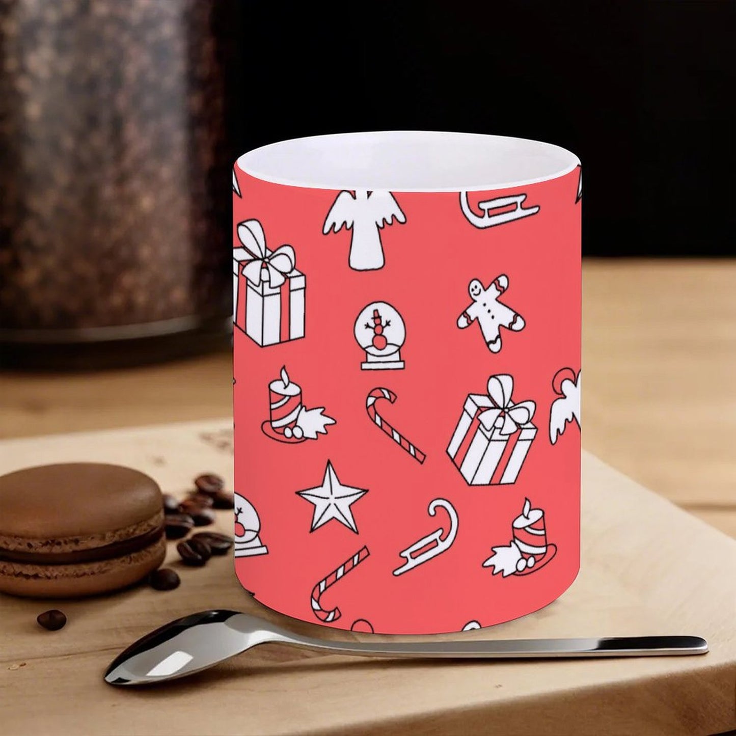 POD US Local White mug with full print, Christmas Pink 0025