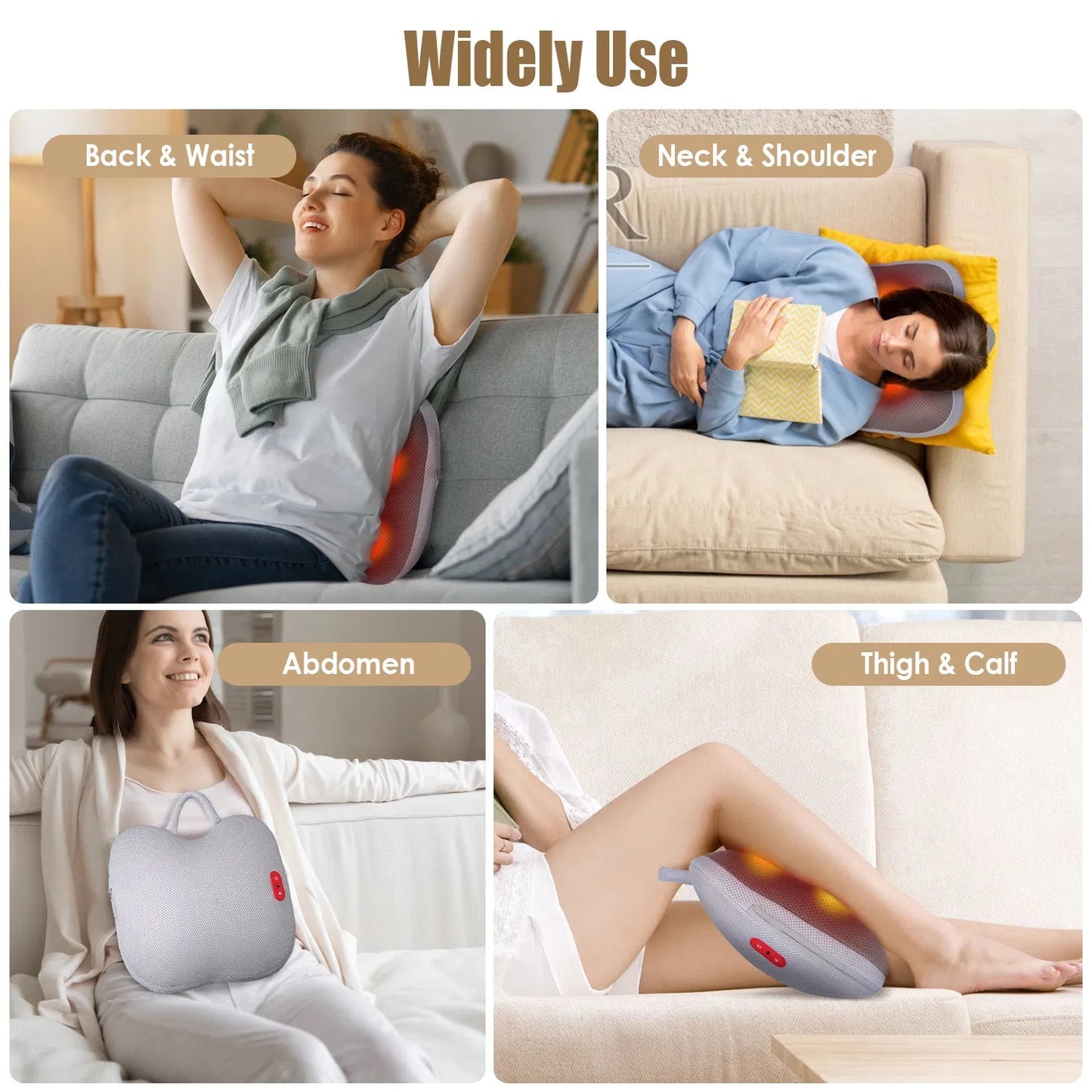 US Local Shiatsu Back And Waist Massager With Heat Cordless Rechargeable Kneading Lower Back Massage Pillow Portable Lumbar Massager For Home Car Office GPCT5470