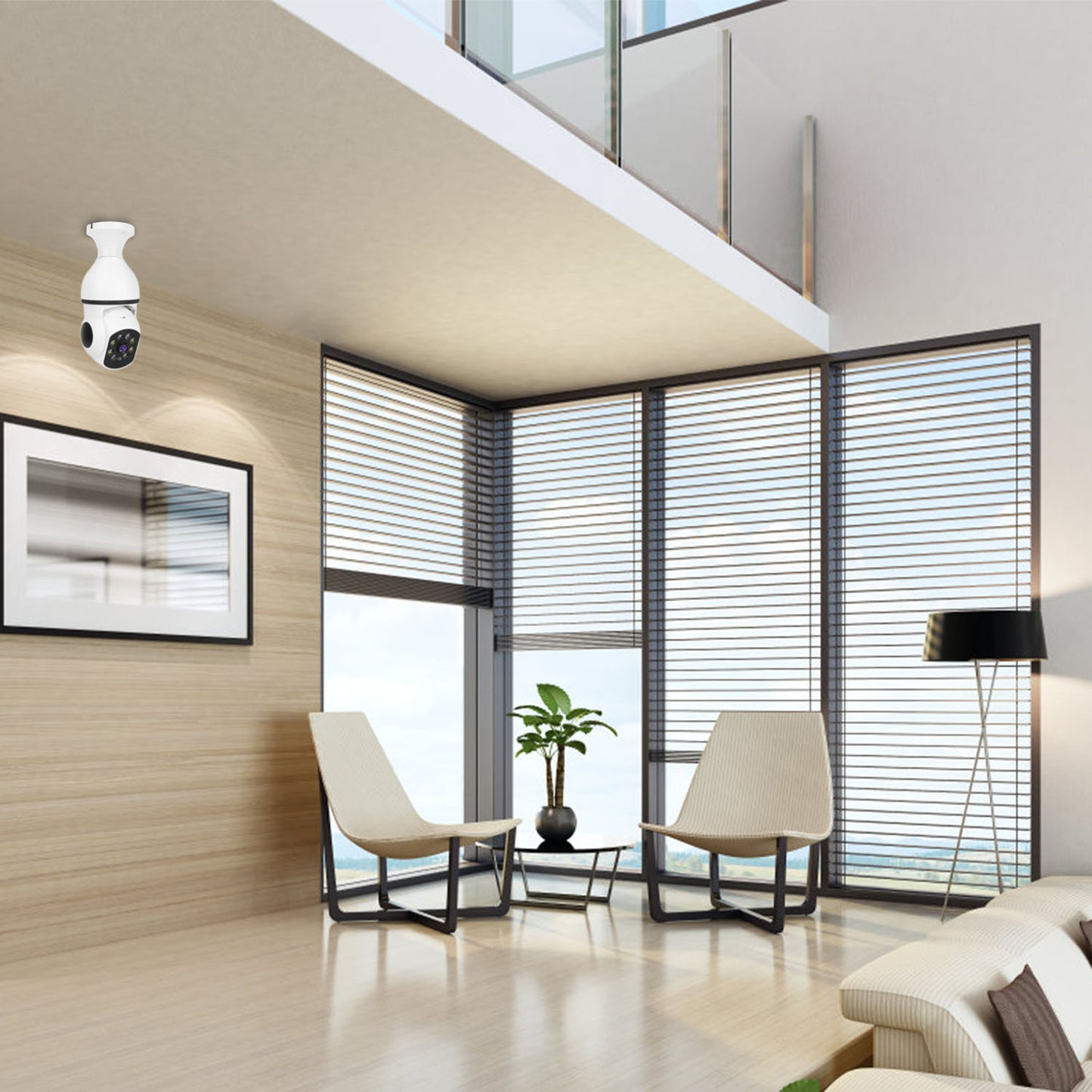 US Local 1 Pc E27 WiFi Bulb Camera 1080P FHD WiFi IP Pan Tilt Security Surveillance Camera With Two-Way Audio Full Color Night Vision Flood Light Motion Tracking Siren Function APP Control