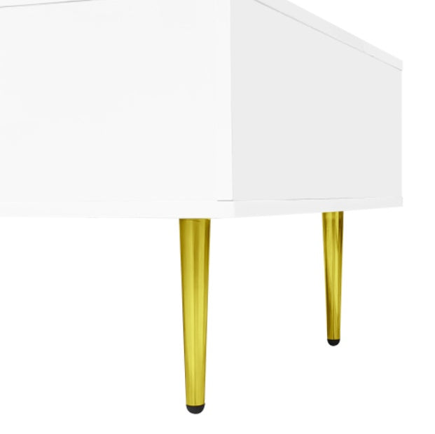 UK Local White High-gloss Coffee Table, Modern And Simple, With 2 Drawers