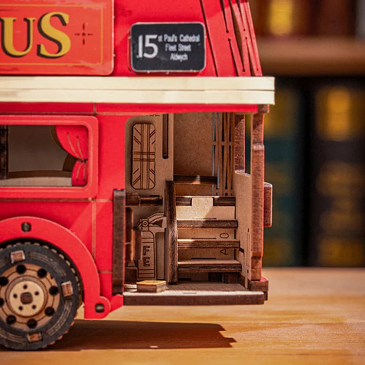 US Local Rolife London Tour Bus Car 3D Wooden Puzzle Model Toy Home Decor Xmas Gift